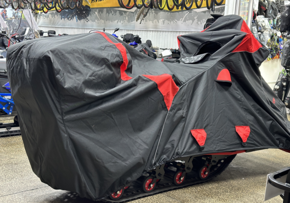 Чехол транспорт. снегохода IKUDZO HUNTER черно-красный Оксфорд ПРЕМИУМ качества с лого IKUDZO в Королёве