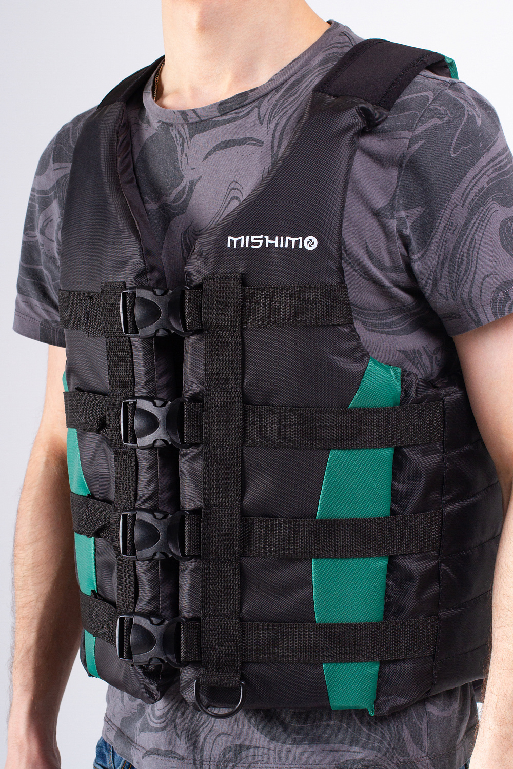 Жилет спасательный MISHIMO PRO Премиум качества Черно-зеленый в Королёве
