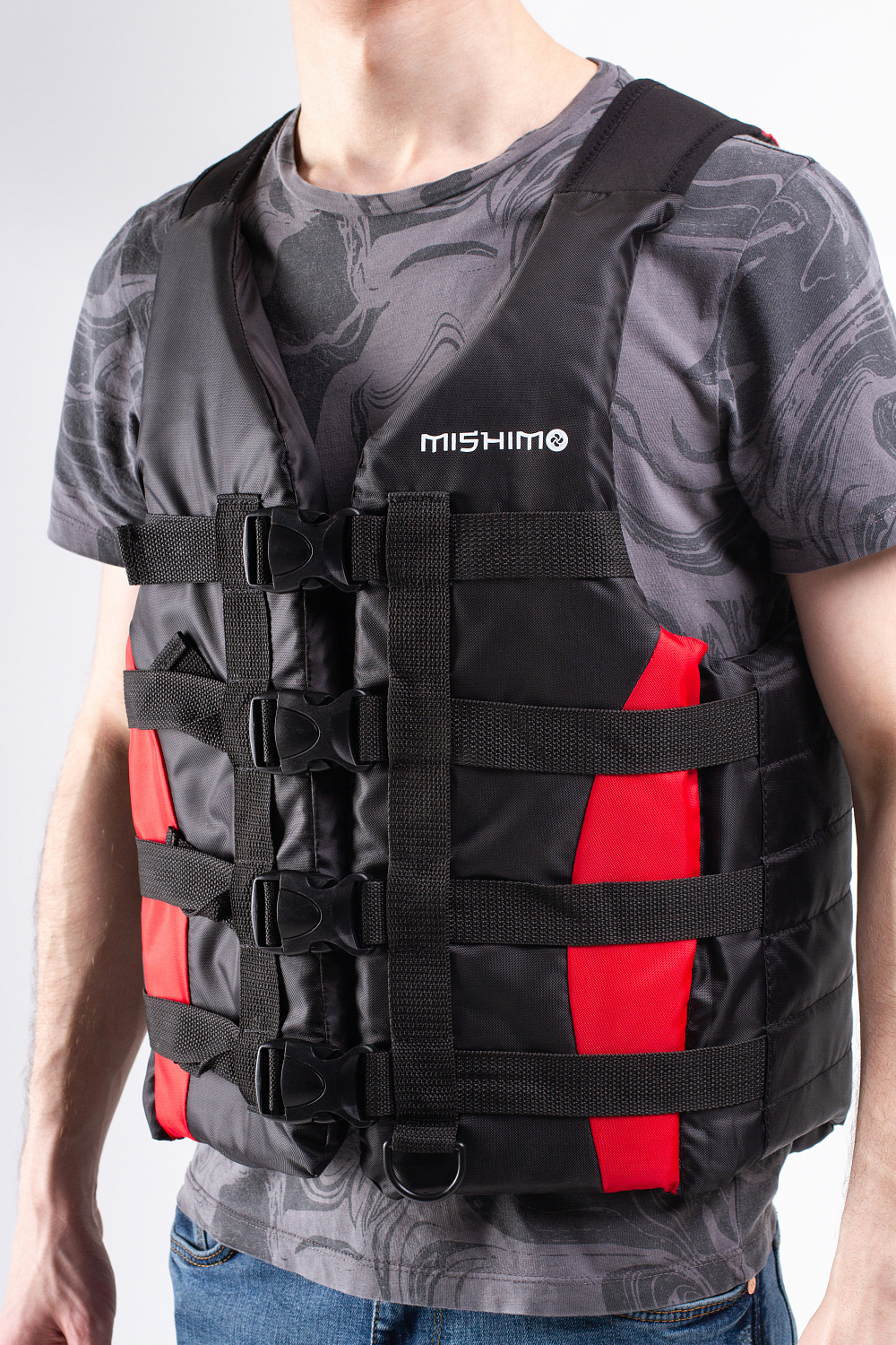 Жилет спасательный MISHIMO PRO Премиум качества Черно-красный в Королёве